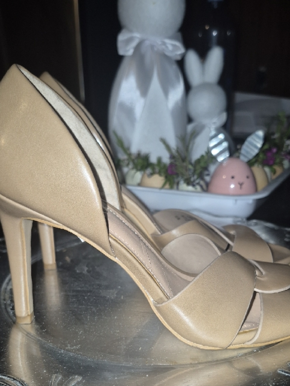 Franco Sarto Taupe Knot-Front Slingback Heels - Picture 5 of 6